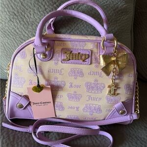 Juicy Couture Purple and Cream Satchel with Signature Charm